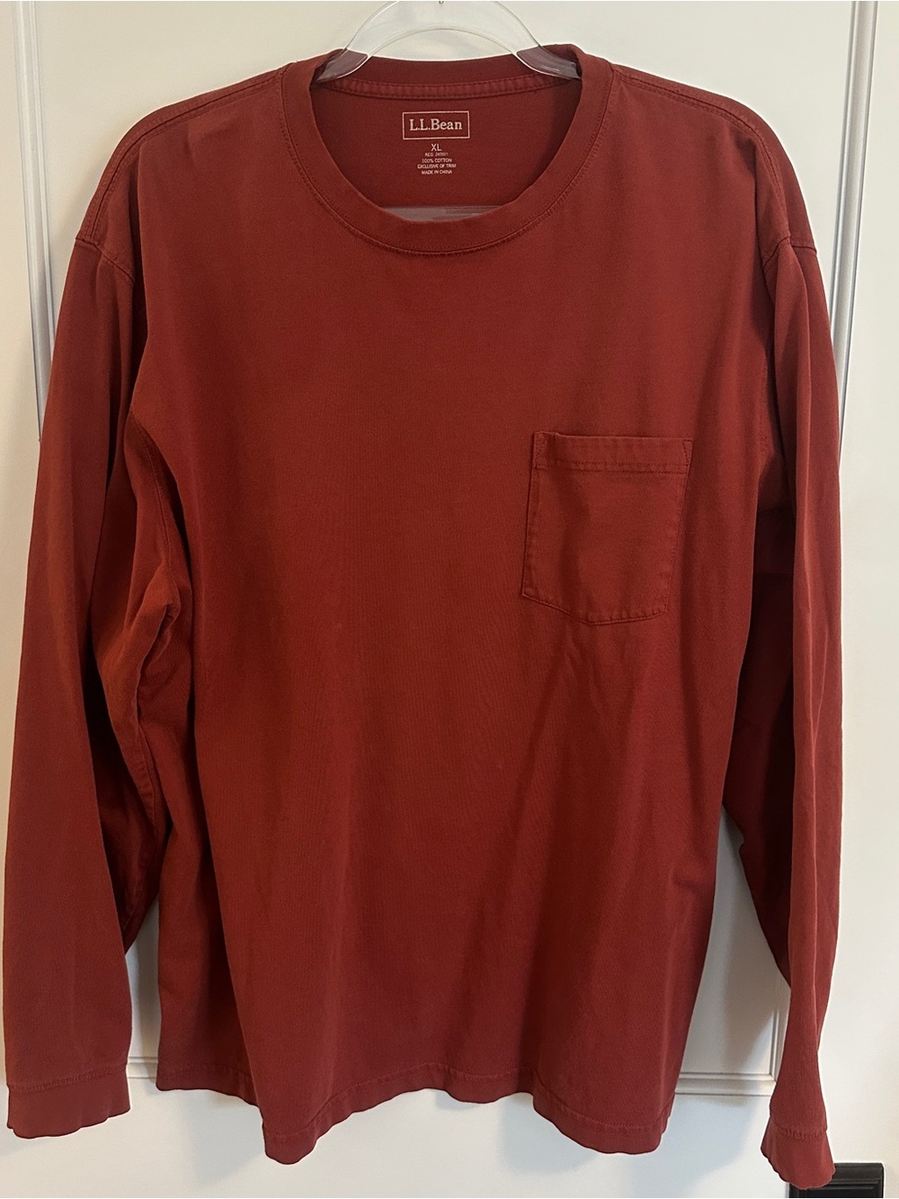 L.L. Bean Men's Long-Sleeve Pocket Tee - Rust Red